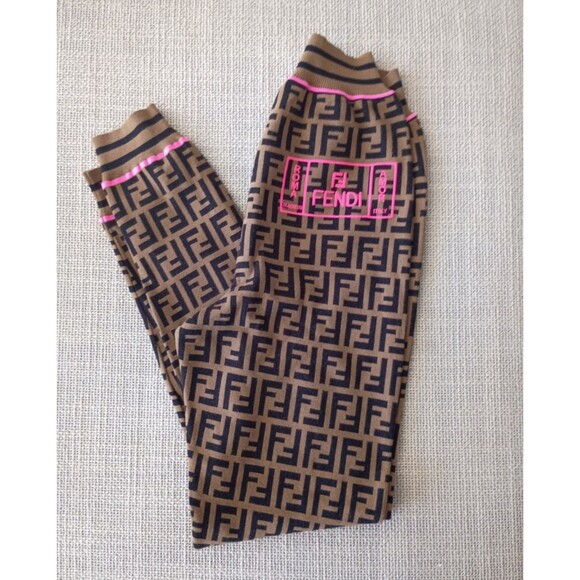 FENDI Brown Zucca Monogram Knit Crop Top & Leggings Set | Size US 4 / IT 40 - Picture 7 of 14